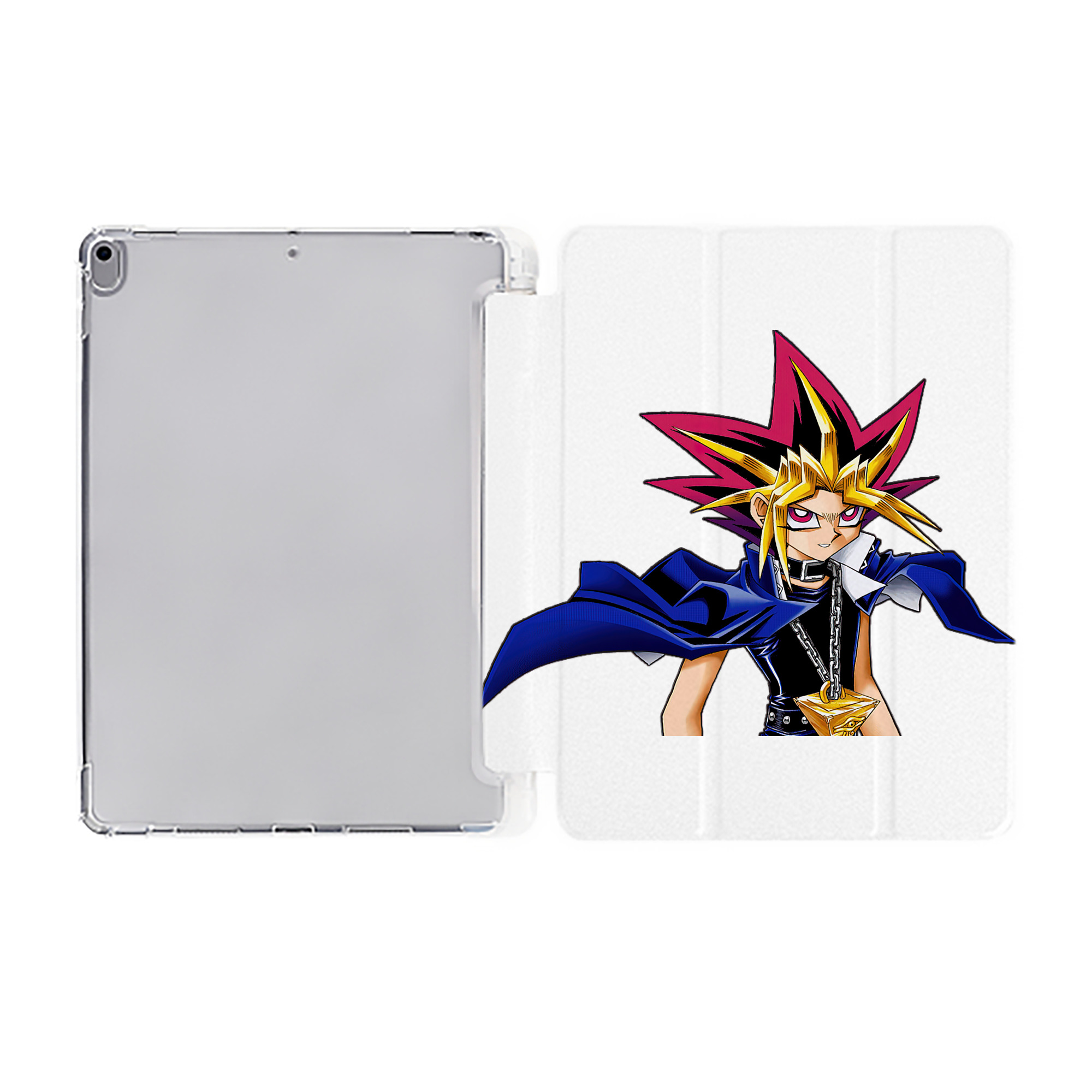 （画像用） 遊☆戯☆王 Yu-Gi-Oh! IPad ケース ペン収納付き 三つ折りスタンド PUレザー×シリコン 対応機種9.5/10.5/10.9インチ
